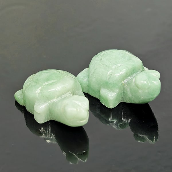 Natural Green Jade 50.69 Ct. 2 Pcs Turtle Carving Size 15 x 22 x 10 Mm Gemstones (1 of 3)