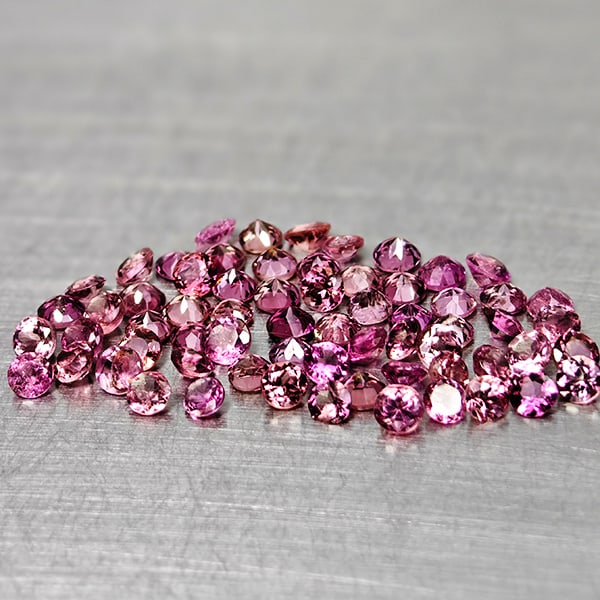 Naturar Purplish Pink Rhodolite Garnet 2.23 Ct. 65 Pcs Round Diamond Cut 2 Mm Gemstones From (1 of 3)
