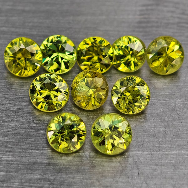 Natural Green Demantiod Garnet 0.44 Ct. 10 Pcs Round Diamond Cut  2 Mm Gemstones From Madagascar (1 of 3)