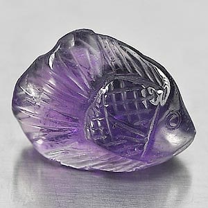 Natural Violet Amethyst 17.89 Ct. Fish Carving Size 22 x 17.6 x 9 Mm. Gemstone From Brazil: Product ID: 810302636 Product Name: Natural Amethyst Weight: 17.89 CT. Size: 22 x 17.6 x 9 MM. Shape: Fish Carving Color: Violet Clarity:Semi - Transparent Luster: Good Gems Origin: Brazil Treatment: