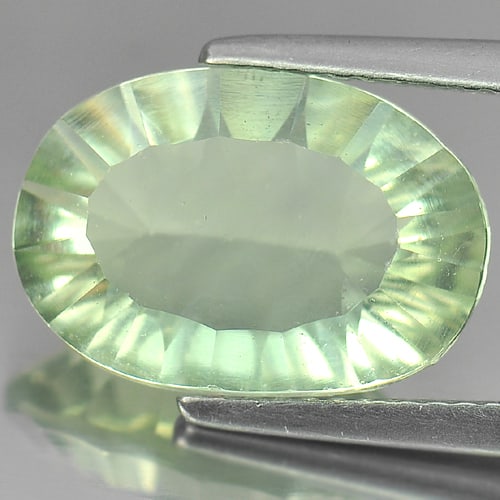 Natural Green Fluorite 5.52 Ct. Oval Concave Cut 14.1 x 9.7 Mm Gemstone From Brazil: Product ID: 802704441 Product Name: Natural Fluorite Weight: 5.52 CT. Size: 14.1 x 9.7 x 5.7 MM. Shape: Oval Concave Cut Color: Green Clarity:VVS Luster: Good Gems Origin: Brazil Treatment: Unheated C