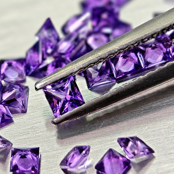 Natural Purple Amethyst 2.95 Ct. 50 Pcs. VVS Square Princess Cut 2.4 x 1.9 Mm. Gemstone From Brazil (1 of 3)