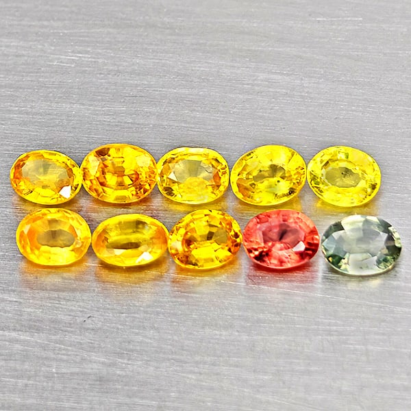 Natural Fancy Color Sapphire 1.97 Ct. 10 Pcs Oval Shape 3.7 x 2.9 Mm Gemstones From Tanzania (1 of 3)