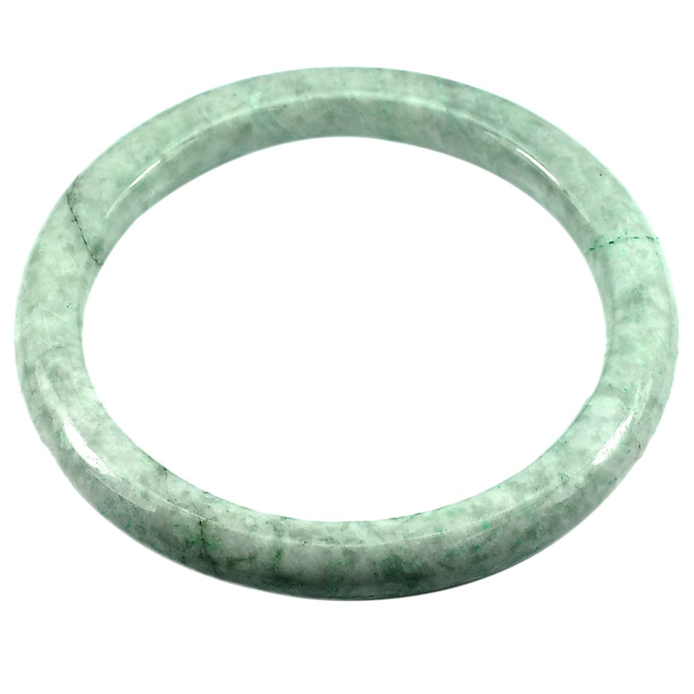 Natural Green Jade Bangle 194.50 Ct. Diameter 57 Mm. Gemstone From Thailand: Product ID: 819813606 Product Name: Natural Jade Weight: 194.50 CT. Size: 74 x 57 x 8 MM. Shape: Round Color: Green Clarity:Opaque Luster: Good Gems Origin: Thailand Treatment: Unheated Crystal Struct