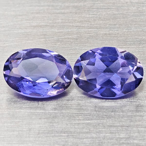 Natural Violetish Blue Iolite 1.27 Ct. 2 Pcs Oval Shape 7 x 5 Mm Gemstones From Madagascar (1 of 3)