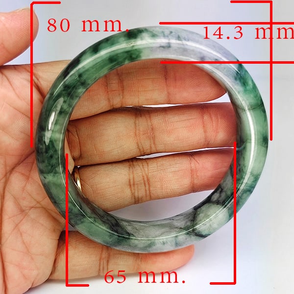 Natural Genuine Mulit Color Jade 426.85 Ct. Bangle Round Shape 80 x 65 Mm Gemstone From Thailand: Product ID: 819816099 Product Name: Natural Gemstones Weight: 426.85 CT. Size: 80 x 65 x 14.3 MM. Shape: Round Shape Color: Multi-Color Green Clarity:Opaque Luster: Good Gems Origin: Thailand Treatmen