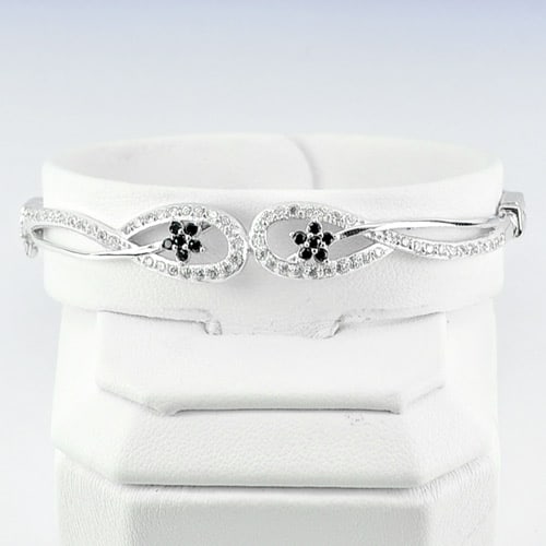 10.00 G. Real 925 Sterling Silver White Gold Plated Bangle Diameter 55 mm. (1 of 3)