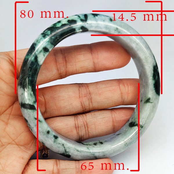 Natural Genuine Mulit Color Jade 435.50 Ct. Bangle Round Shape 80 x 65 Mm Gemstone From Thailand: Product ID: 819816098 Product Name: Natural Gemstones Weight: 435.50 CT. Size: 80 x 65 x 14.5 MM. Shape: Round Shape Color: Multi-Color Green Clarity:Opaque Luster: Good Gems Origin: Thailand Treatmen