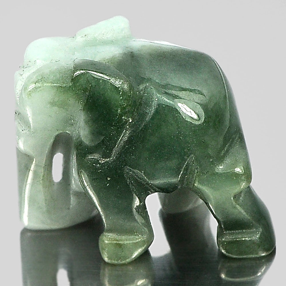Natural Green White Jade 48.99 Ct. Elephant Carving Size 23 x 18 Mm Gemstone (1 of 3)