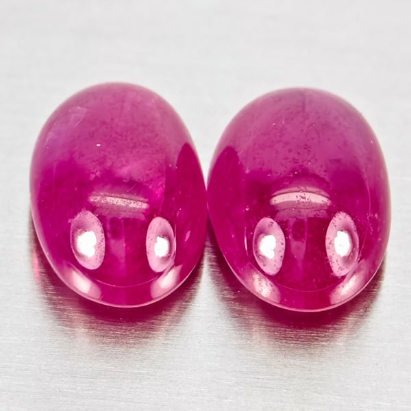 Natural Pink Red Jonson Ruby 1.48 Ct. 2 Pcs Oval Cabochon Shape 6 x 4 Mm Gemstones From Mozambique (1 of 3)