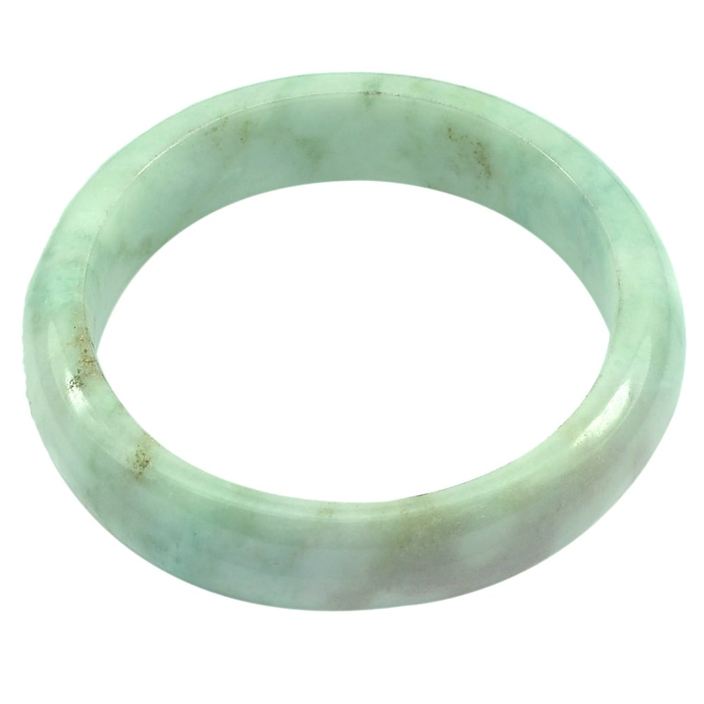 Natural Green Jade Bangle 367.90 Ct. Diameter 59 Mm. Gemstone from Thailand: Product ID: 819813566 Product Name: Natural Jade Weight: 367.90 CT. Size: 75 x 59 x 16 MM. Shape: Round Color: Green Clarity:Opaque Luster: Good Gems Origin: Thailand Treatment: Unheated Crystal Struc