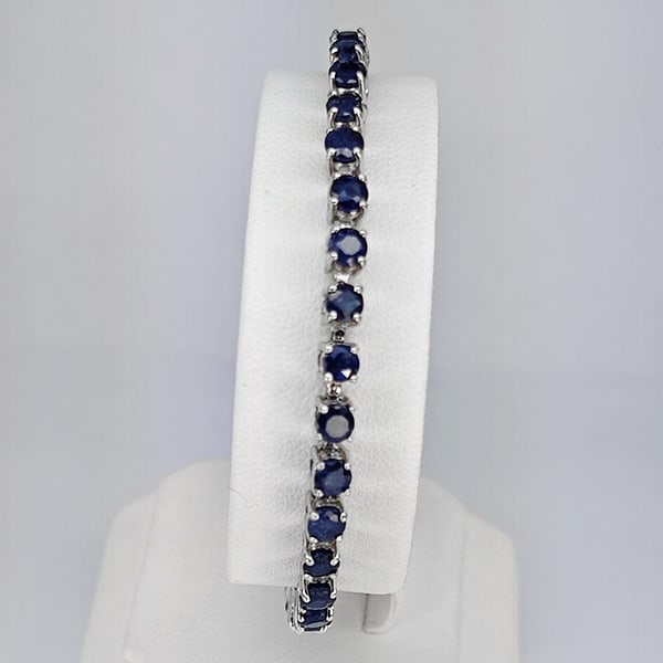 Natural Blue Sapphire 952 Sterling Silver Bracelet Jewelry 6.19 Grams Length 10 Inch. (1 of 3)
