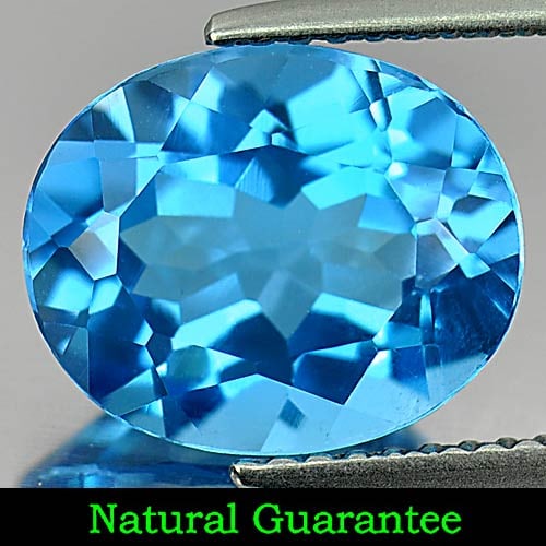 Natural Swiss Blue Topaz 4.65 Ct. VVS Oval Shape 11 x 9 Mm. Gemstone From Brazil: Product ID: 807160622 Product Name: Natural Blue Topaz Weight: 4.65 CT. Size: 11 x 9 x 6 MM. Shape: Oval Color: Blue Clarity:VVS Luster: Very Good Gems Origin: Brazil Treatment: Treated Crystal Struct
