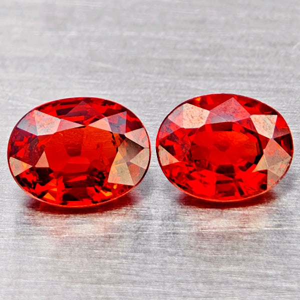 Natural Orange Red Spessartine Garnet 1.38 Ct. 2 Pcs Oval Shape 5.8 x 4.5 Mm Gemstones Namibia: Product ID: 802937129 Product Name: Natural Garnet Weight: 1.38 CT. Size: 5.8 x 4.5 x 3.1 MM. Shape: Oval Color: Orange Red Clarity:VVS Luster: Good Gems Origin: Namibia Treatment: Unheated Crystal St