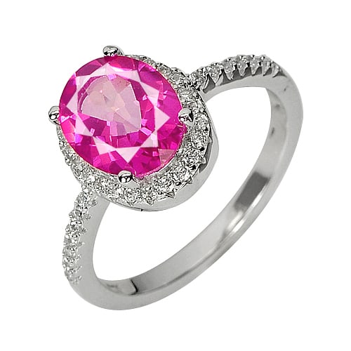 Natural Pink Topaz With Real 925 Sterling Silver 3.97 Grams Ring Size 7.5 (1 of 3)