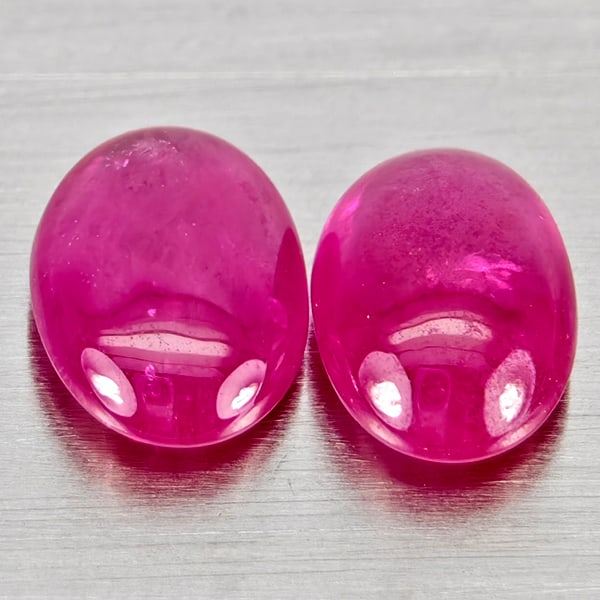 Natural Pink Red Jonson Ruby 1.73 Ct. 2 Pcs Oval Cabochon Shape 5.9 x 4 Mm Gemstones From Mozambique (1 of 3)
