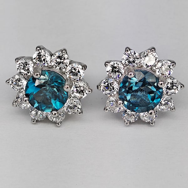 Natural London Blue Topaz 925 Sterling Silver Earring Jewelry 3.54 Grams (1 of 3)