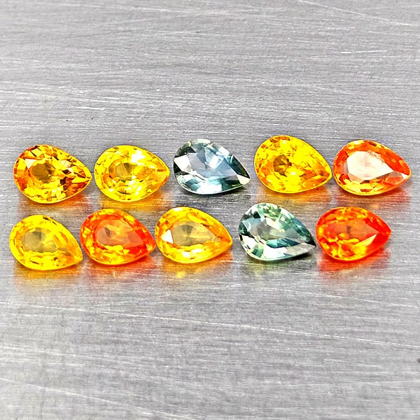 Natural Fancy Color Sapphire 1.62 Ct. 10 Pcs Pear Shape Gemstones From Tanzania: Product ID: 806162742 Product Name: Natural Fancy Color Sapphire Weight: 1.62 CT. Size: 4 x 3 x 1.8 to 3.9 x 2.8 x 1.5 MM. Shape: Pear Shape Color: Fancy Color Clarity:VVS - VSI Luster: Very Good Gems