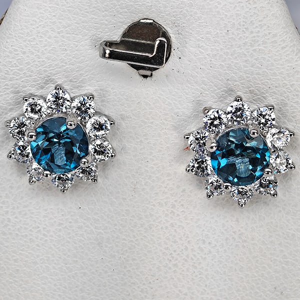 Natural London Blue Topaz 925 Sterling Silver Earring Jewelry 3.62 Grams (1 of 3)