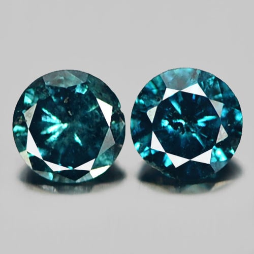 Natural Blue Loose Diamond 0.15 Ct. 2 Pcs Round Diamond Cut 2.7 Mm From Belgium: Product ID: 802103183 Product Name: Natural Enhanced Diamond Weight: 0.15 CT. Size: 2.7 x 2.7 x 1.6 MM. Shape: Round Brilliant Cut Color: Blue Clarity:VSI - SI1 Luster: Scintillating Gems Origin: Belg