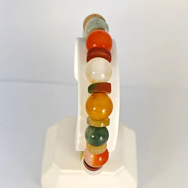Natural Multi Color Jade Beads Stretch Bracelet 167.16 Ct. Gemstone From Thailand (1 of 3)