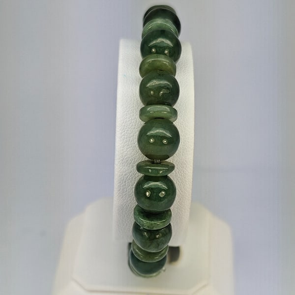 Natural Green Jade Beads Stretch Bracelet 137.12 Ct. Gemstone From Thailand (1 of 3)