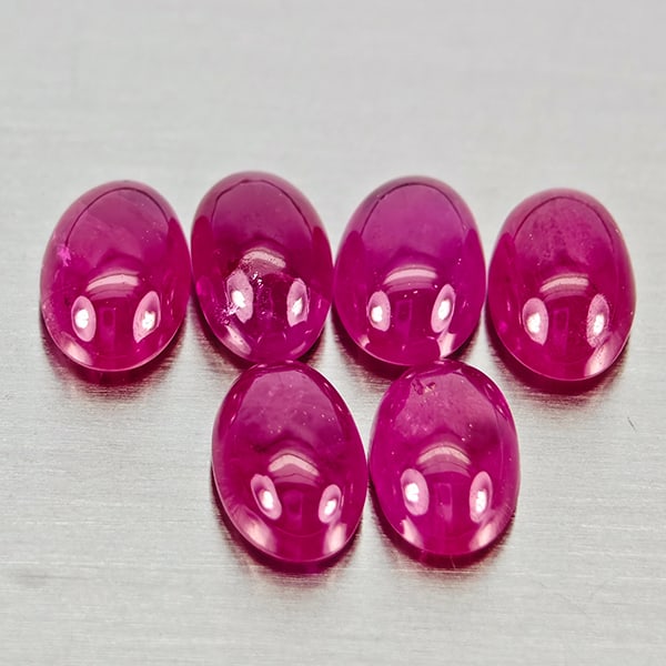 Natural Pink Red Jonson Ruby 2.22 Ct. 6 Pcs Oval Cabochon Shape 5.1 x 3.3 Mm Gemstones From (1 of 3)