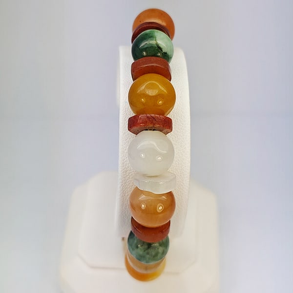 Natural Multi Color Jade Beads Stretch Bracelet 174.02 Ct. Gemstone From Thailand (1 of 3)