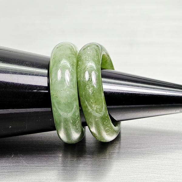 Natural Multi Color Jade 24.15 Ct. 2 Pcs Round Cabochon Rings Size 4.5 Gemstones From Burma (1 of 3)