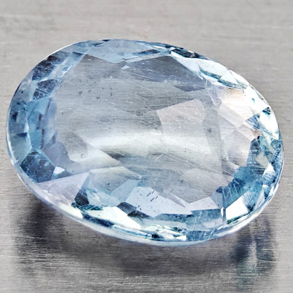 Natural Light Blue Aquamarine 1.40 Ct. Oval Shape 8.5 x 6.5 Mm Gemstone from Brazil (1 of 3)