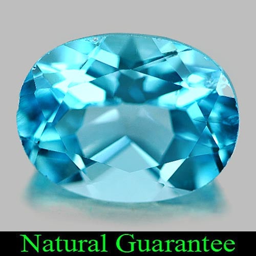 Natural Swiss Blue Topaz 2.35 Ct. Oval Shape 9 x 7 Mm Gemstone from Brazil: Product ID: 807162201 Product Name: Natural Blue Topaz Weight: 2.35 CT. Size: 9 x 7 x 5 MM. Shape: Oval Color: Swiss Blue Clarity:VSI Luster: Good Gems Origin: Brazil Treatment: Treated Crystal Struct