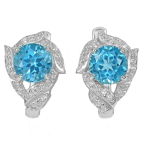 Natural Swiss Blue Topaz 925 Sterling Silver Earrings Jewelry 5.05 Grams: Product ID: 207103181 Product Type: 925 Sterling Silver Fine Jewelry Jewelry Weight: 5.05 Grams. Gemstones Color: Blue Metal: Solid Silver 92.5%. Gemstone Detail: Round Blue Natural Topaz Size 7 x 7 M