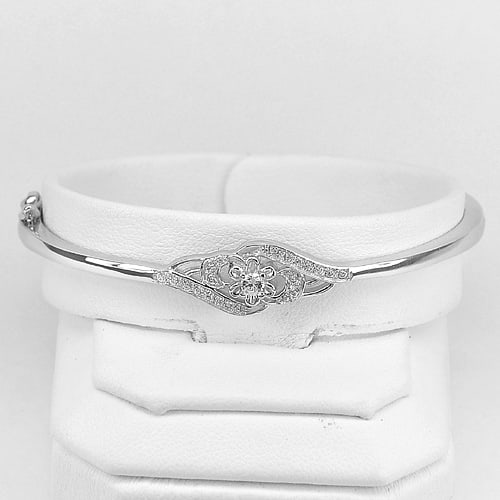 8.00 G. Flower Design Real 925 Sterling Silver Bangle Diameter 54 mm. (1 of 3)