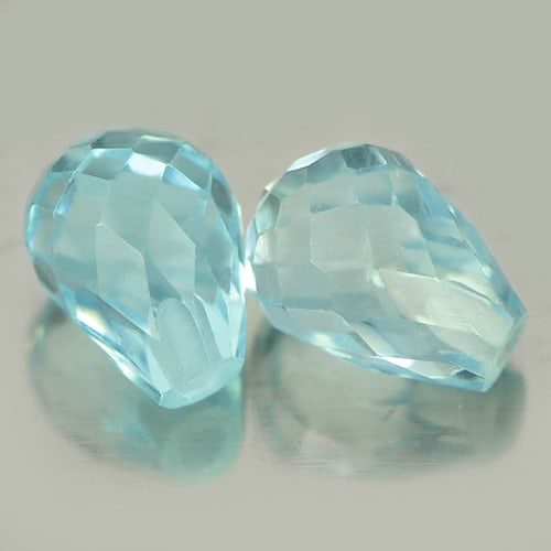 Natural Baby Blue Topaz 3.19 Ct. 2 Pcs Briolette with Drilled 7 x 5.2 Mm Gemstone from Brazil: Product ID: 807153903 Product Name: Natural Blue Topaz Weight: 3.19 CT. Size: 7 x 5.2 x 5.2 MM. Shape: Briolette with Drilled Color: Baby Blue Clarity:VVS Luster: Good Gems Origin: Brazil Treatment: T
