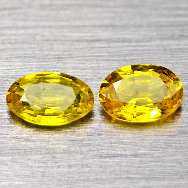 Natural Yellow Songea Sapphire 0.88 Ct. 2 Pcs Oval Shape 5.6 x 3.9 Mm. Gemstones From Tanzania: Product ID: 806162112 Product Name: Natural Blue Sapphire Weight: 0.88 CT. Size: 5.6 x 3.9 x 2.2 MM. Shape: Oval Color: Yellow Fancy Color Clarity:VSI Luster: Good Gems Origin: Tanzania Treatment: Hea