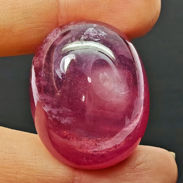 Natural Pink Red Ruby 102.39 Ct. Oval Cabochon Shape 29 x 20.3 Mm Gemstone From Madagascar (1 of 3)