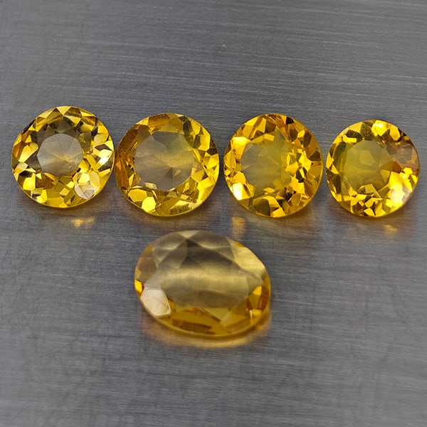 Natural Yellow Citrine 4.73 Ct. 5 Pcs Mixed Shape 7.2 Mm Gemstone from Brazil (1 of 3)