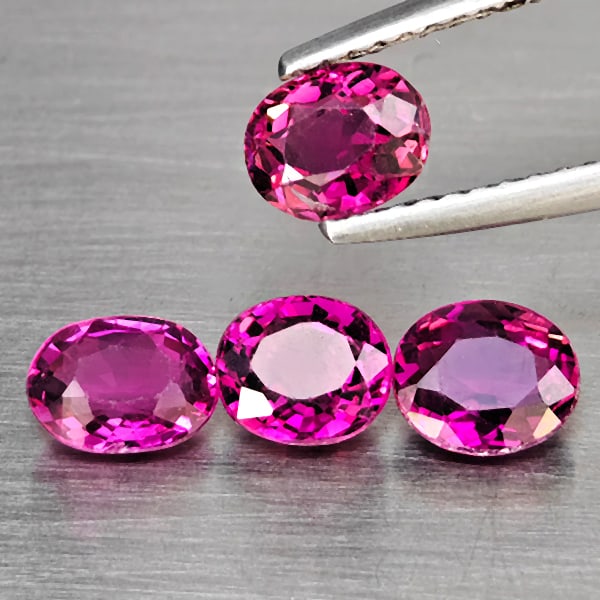 Natural Pink Tourmaline 2.23 Ct. 4 Pcs Oval Shape 5.9 x 4.2 Mm Gemstones From Nigeria: Product ID: 807251460 Product Name: Natural Tourmaline Weight: 2.23 CT. Size: 5.9 x 4.2 x 2.7 MM. Shape: Oval Shape Color: Pink Clarity:SI1 Luster: Good Gems Origin: Nigeria Treatment: Unheated Crysta