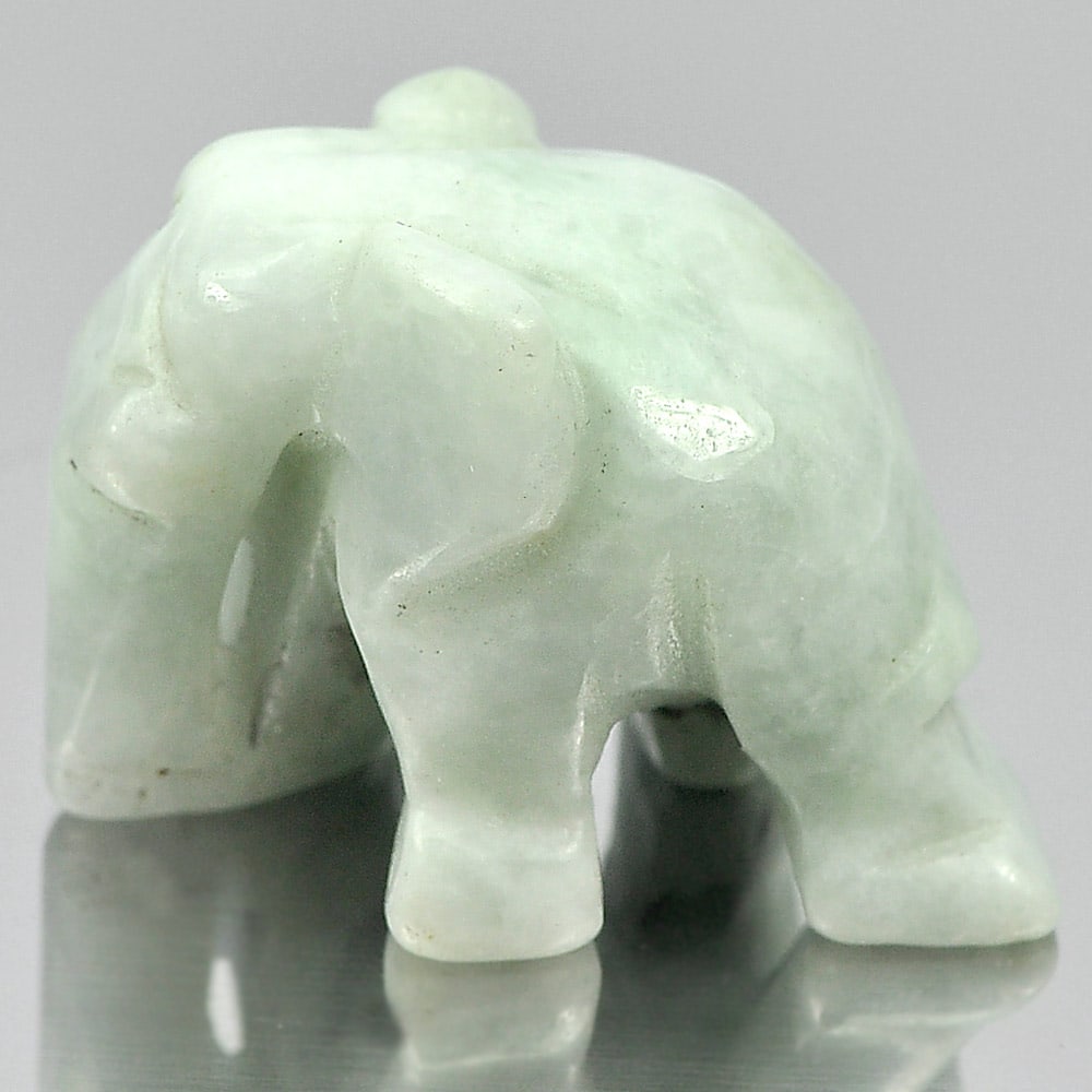 Natural Green White Jade 57.41 Ct. Elephant Carving Shape 25 x 18 Mm. Gemstone (1 of 3)