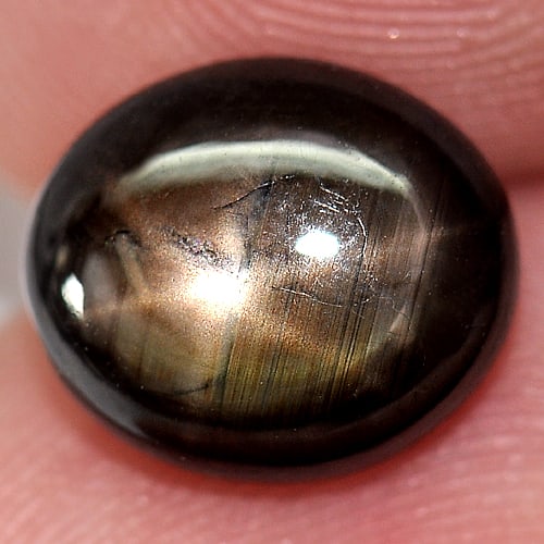 Natural Black Star Sapphire 5.86 Ct. Oval Cabochon Shape 10.7 x 9.2 Mm Gemstone from Thailand (1 of 3)