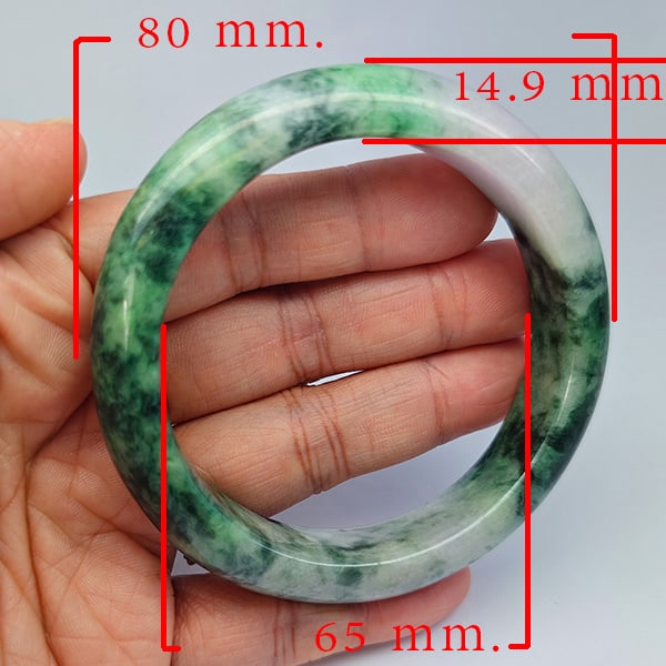 Natural Genuine Mulit Color Jade 444.68 Ct. Bangle Round Shape 80 x 65 Mm Gemstone from Thailand: Product ID: 819816114 Product Name: Natural Gemstones Weight: 444.68 CT. Size: 80 x 65 x 14.9 MM. Shape: Round Shape Color: Multi-Color Green Clarity:Opaque Luster: Good Gems Origin: Thailand Treatmen