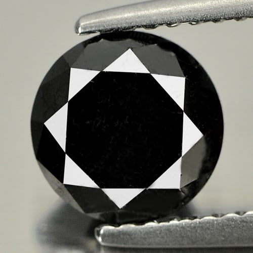 Natural Black Diamond 2.08 Ct. Round Brilliant Cut Size 7.3 Mm. From Belgium (1 of 3)