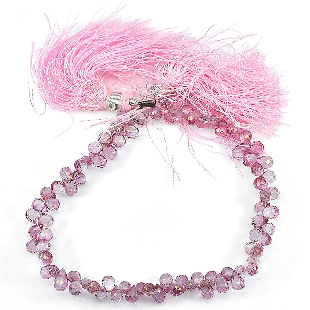 Natural Pink Topaz Beads 70.25 Ct. Briolette Shape Gemstones Length 8 Inch. (1 of 3)