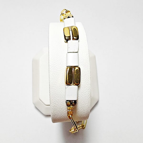 Natural Howlite 952 Sterling Silver Bracelet Jewelry Max Length 7 Inch. (1 of 3)