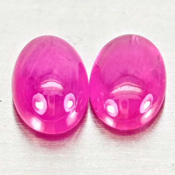Natural Pink Red Jonson Ruby 1.63 Ct. 2 Pcs Oval Cabochon Shape 6.4 x 4.4 Mm Gemstones from (1 of 3)