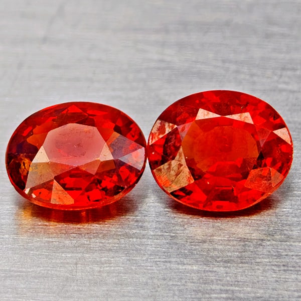 Natural Orange Red Spessartine Garnet 1.59 Ct. 2 Pcs Oval Shape 6.2 x 5.2 Mm Gemstones From Namibia: Product ID: 802937107 Product Name: Natural Garnet Weight: 1.59 CT. Size: 6.2 x 5.2 x 3 MM. Shape: Oval Color: Orange Red Clarity:VVS Luster: Good Gems Origin: Namibia Treatment: Unheated Crystal Stru