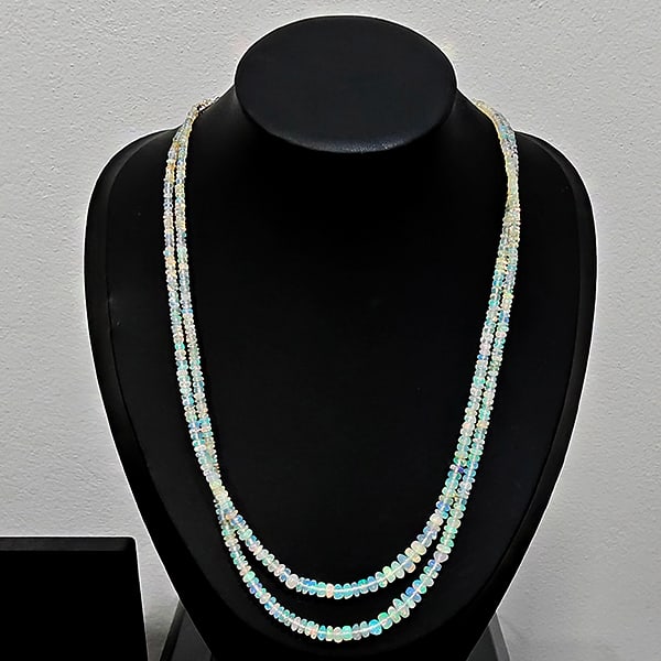 Natural Multi Color Opal 90.75 Ct. Wtih 925 Sterling Silver Jewelry Necklace 17 Inch. (1 of 3)