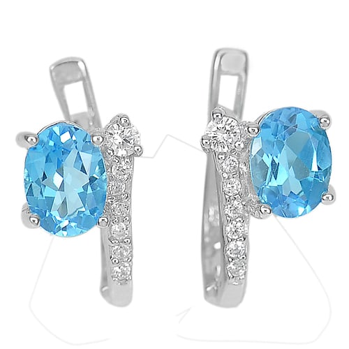 Natural Swiss Blue Topaz 925 Sterling Silver Earrings Jewelry 4.38 Grams (1 of 3)