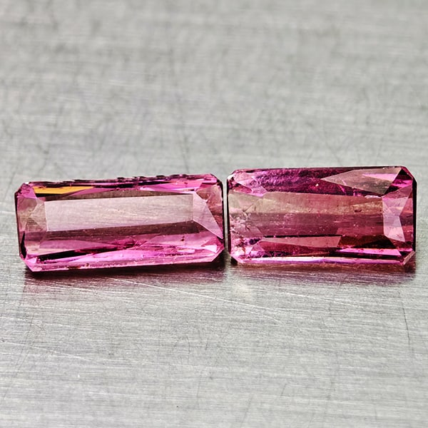 Natural Pink Tourmaline 1.22 Ct. 2 Pcs Octagon Shape 7.4 x 3.3 Mm Unheated Gemstones From Nigeria (1 of 3)