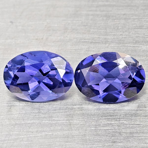 Natural Violet Blue Iolite 1.27 Ct. 2 Pcs Oval Shape 7.1 x 5.1 Mm Gemstones From Madagascas (1 of 3)